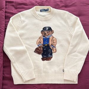 Polo by Ralph Lauren Cream Sweater with Bear Motif